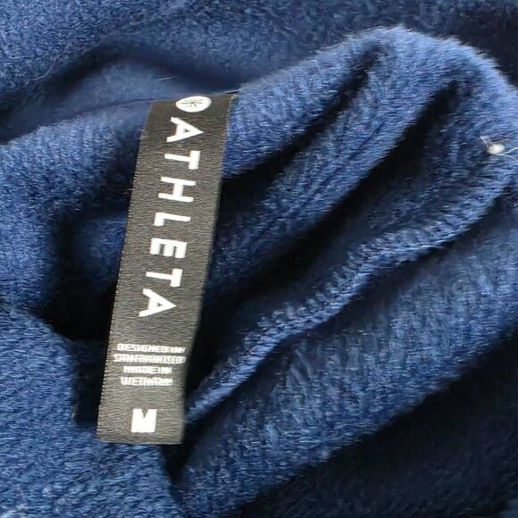 Athleta M Navy Asymmetrical Zip Fleece Pullover - Picture 7 of 8